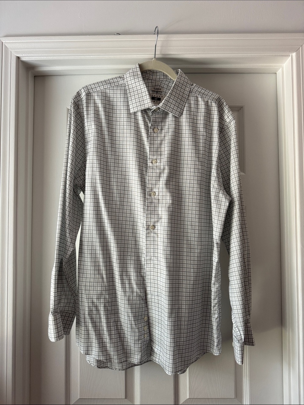 Men's White and Gray Checked Button-Up Shirt Joseph Abbond